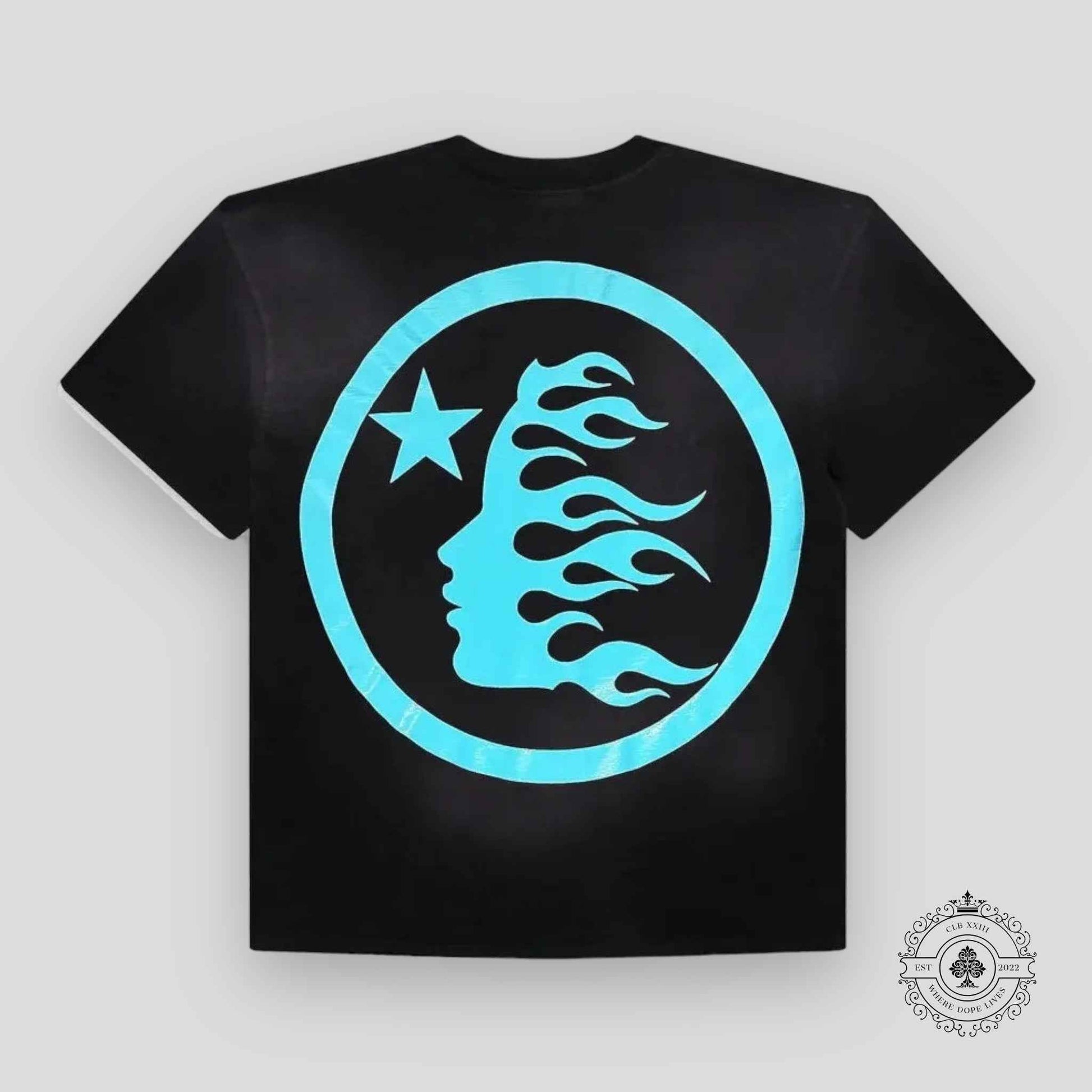 Hellstar Sport Logo Gel T-shirt in Black / Aqua