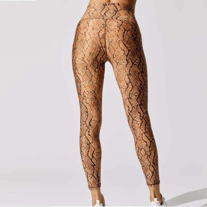 Snake Printing Leggings for Women, High Rise, Full Length, Sports Running Pants, Stretchy Compression Gym Leggings, US Size