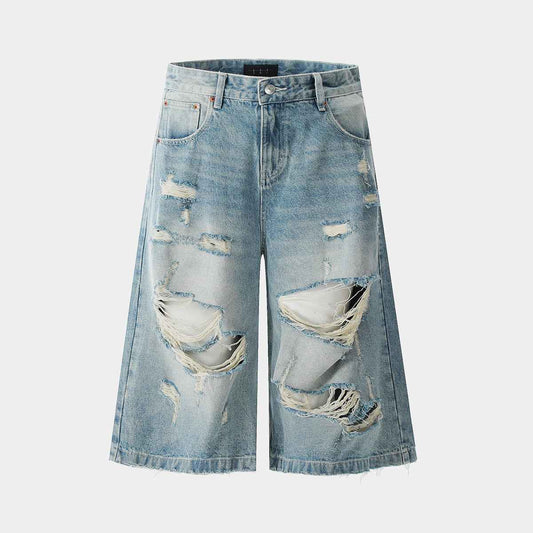Ripped Washed | Wide-Leg Shorts