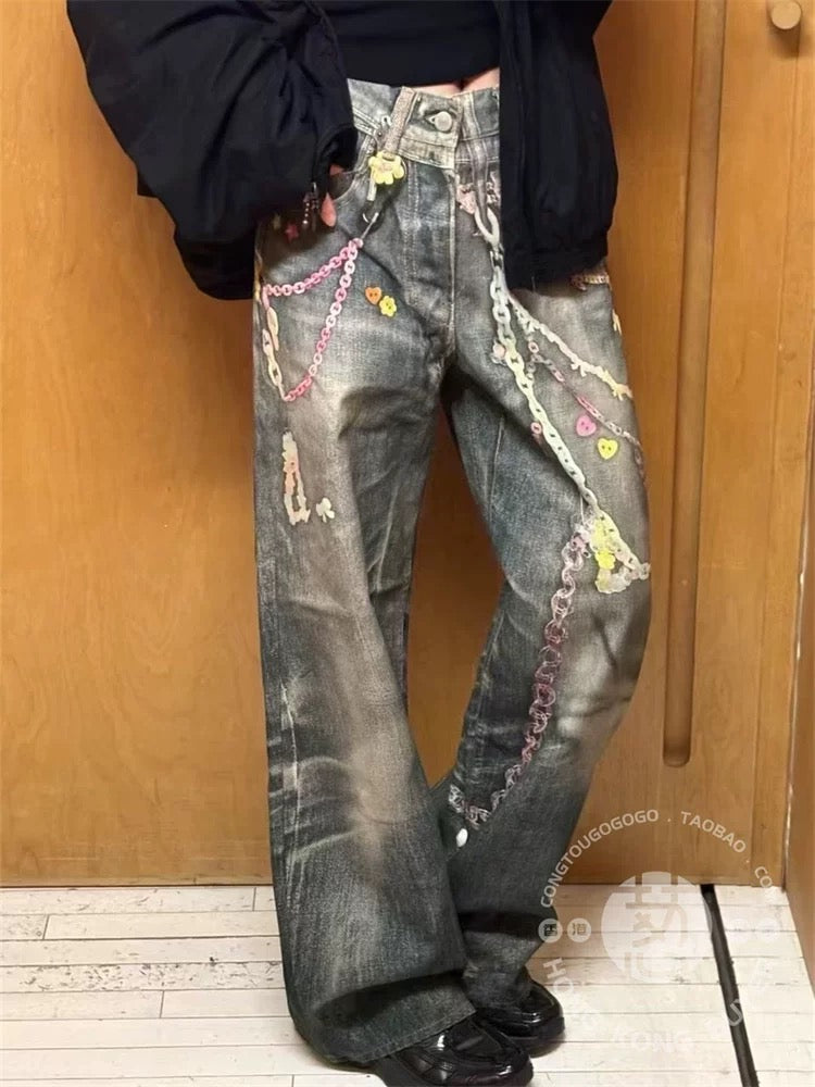 Pastel Chain Print | Denim Jeans