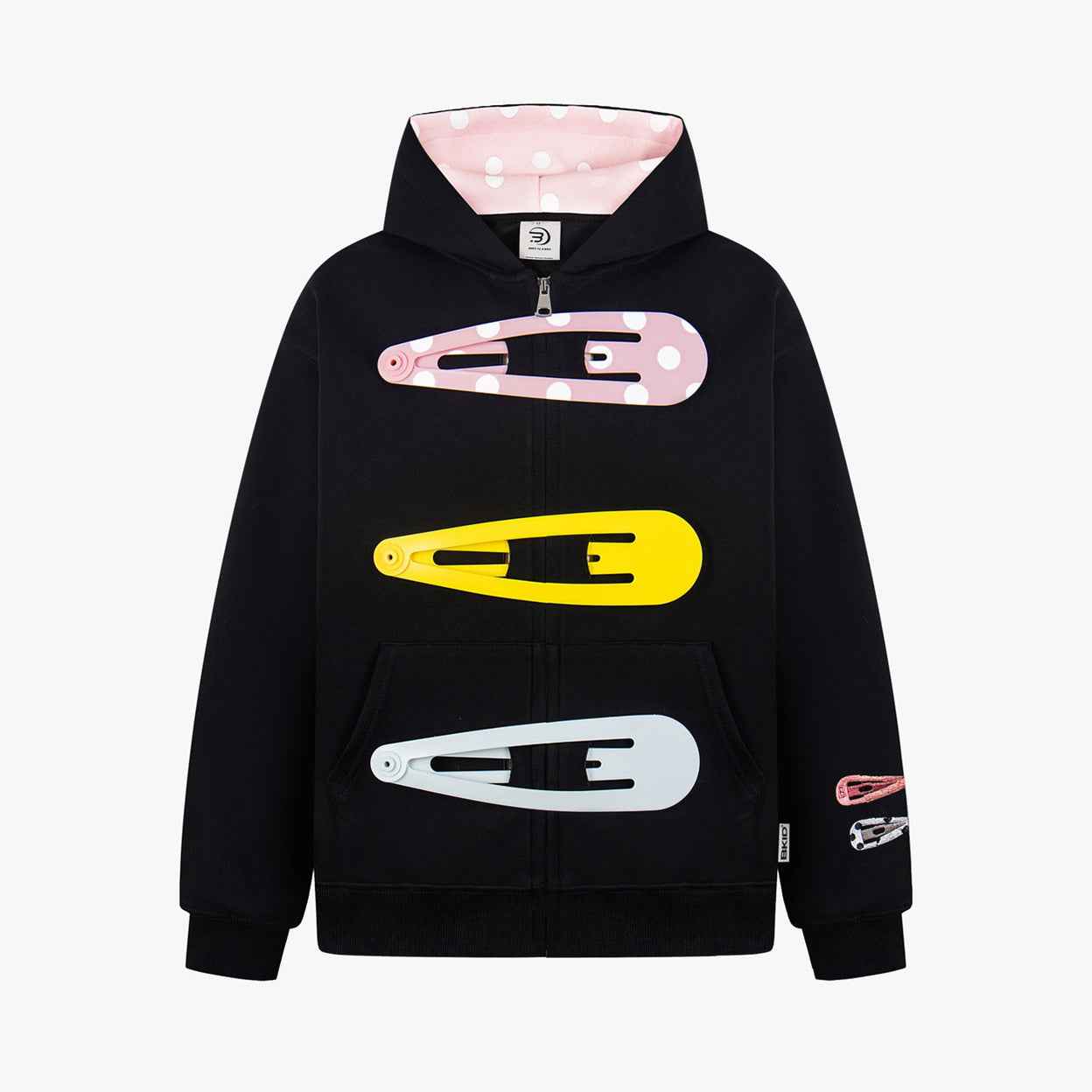 Detachable Hair Clip Decoration Zip Up Hoodie