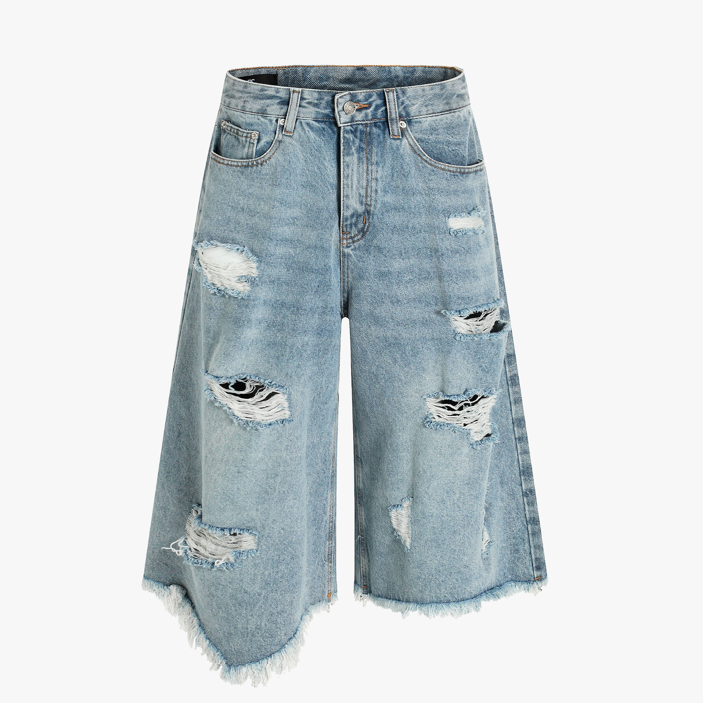 Distressed Light Wash Denim Shorts