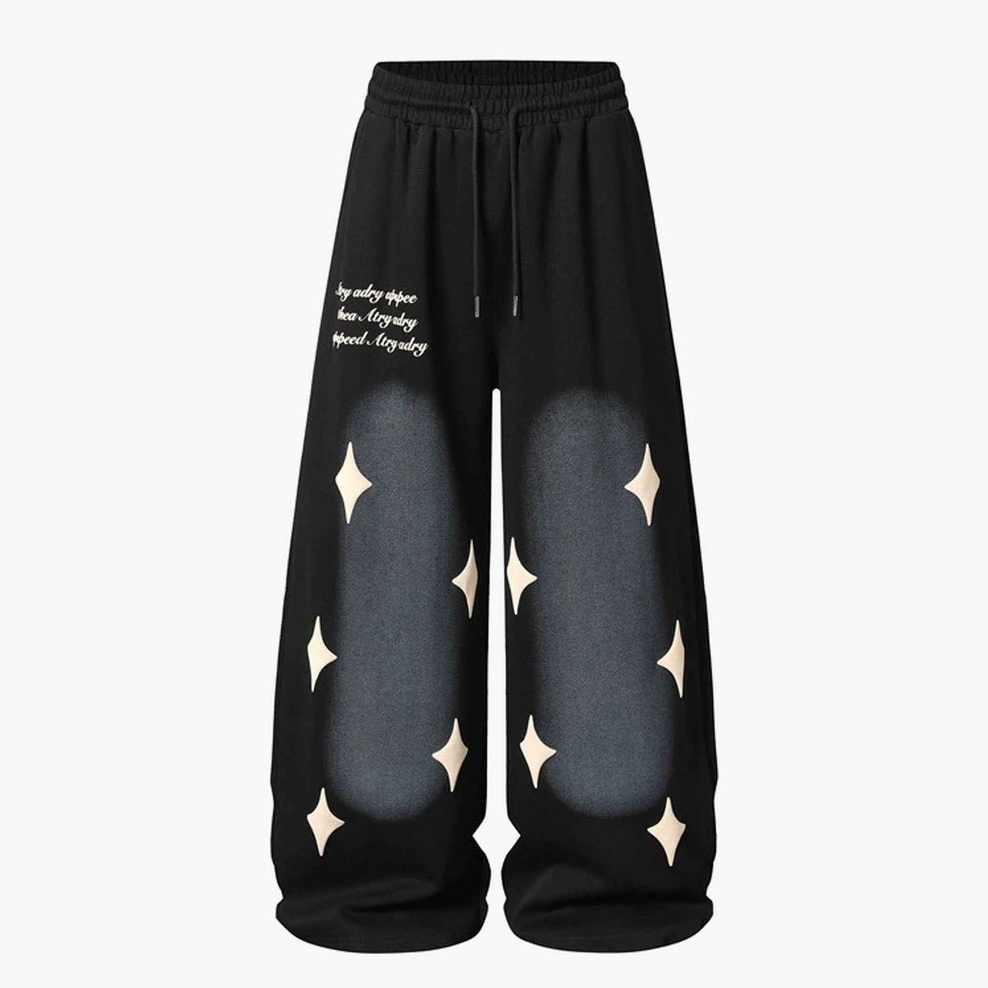 Spray Paint Star Print Distressed Sweatpants