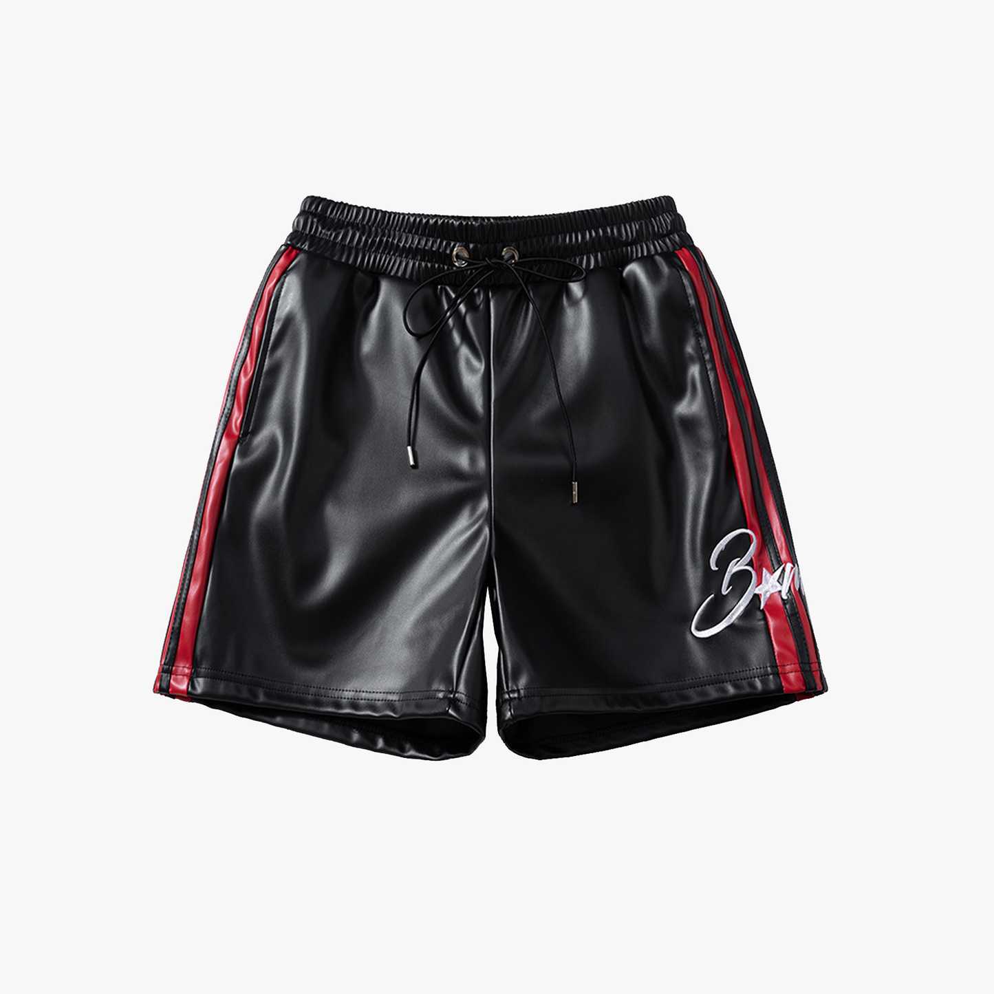 Striped Racing Faux-Leather Shorts