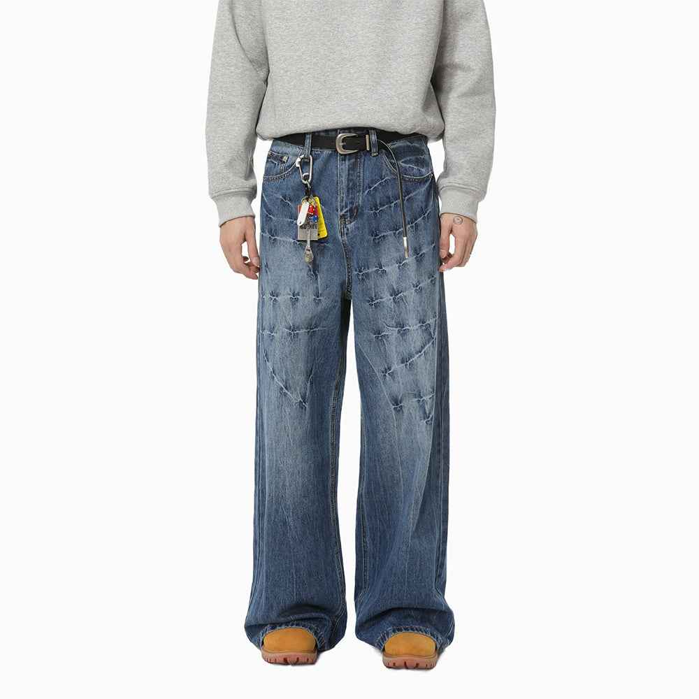 Cross Scratch | Wide Denim Jeans