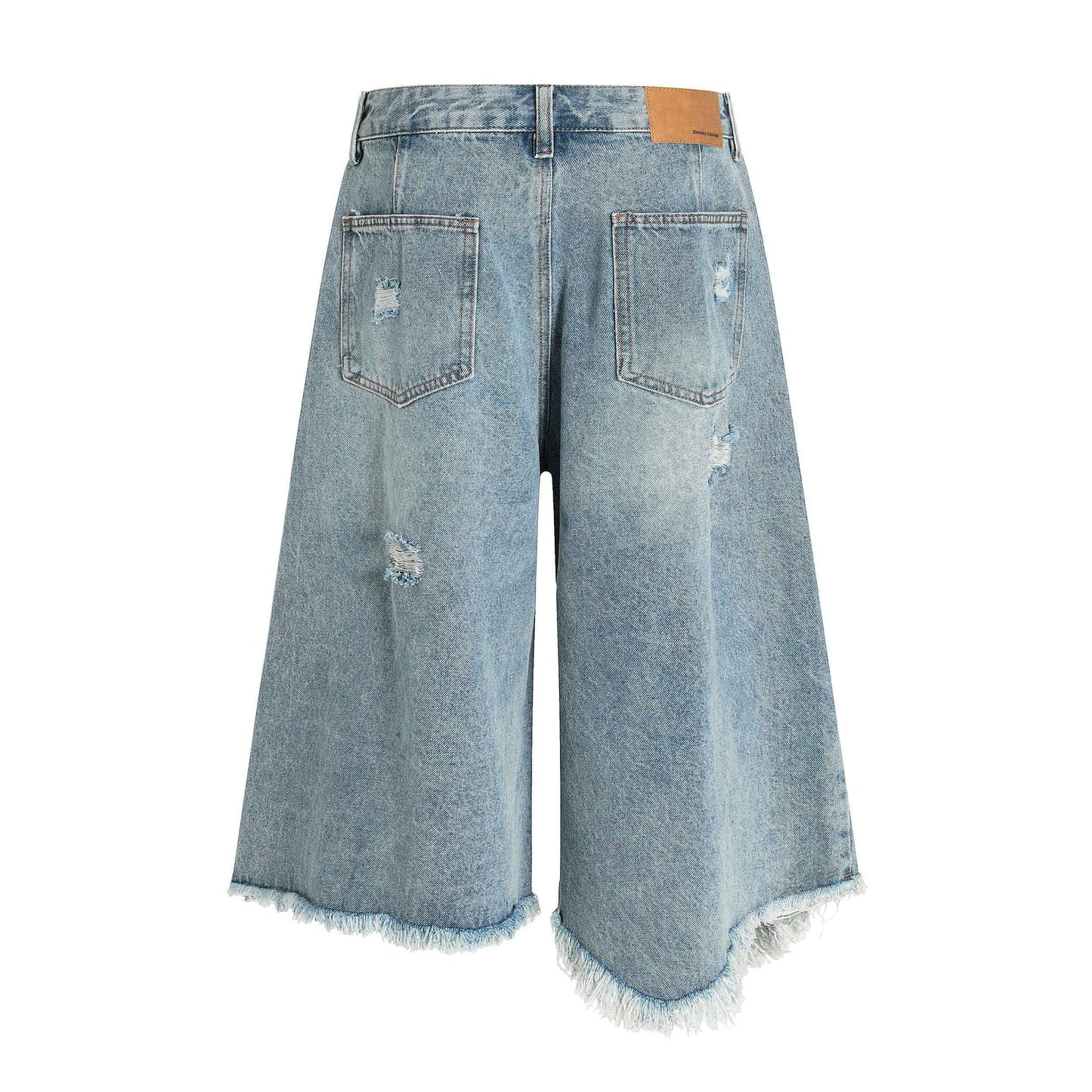 Distressed Light Wash Denim Shorts