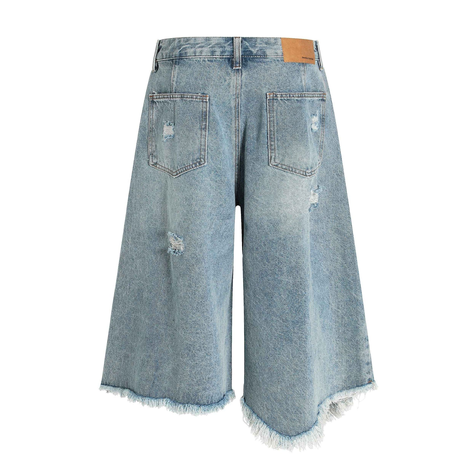 Distressed Light Wash Denim Shorts