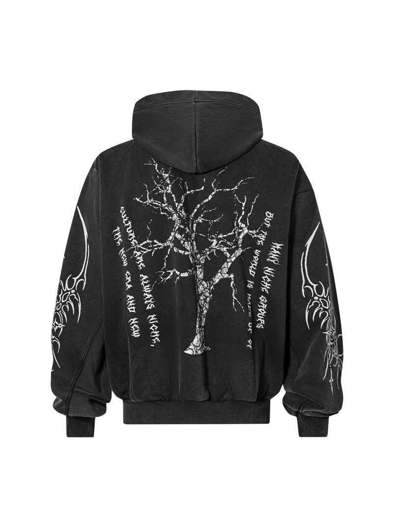 Gothic Tree Graphic Oversized Hoodie
