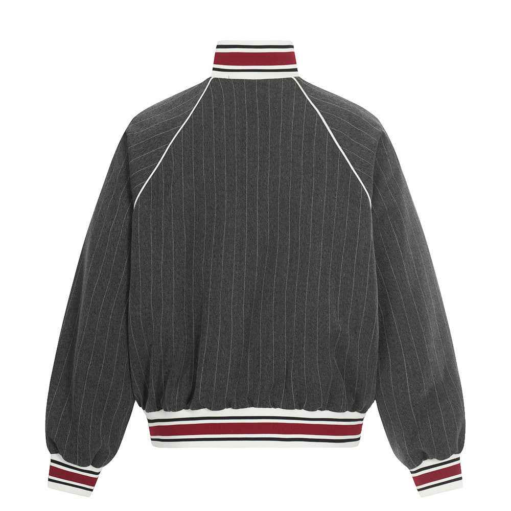 Pinstripe Vertical Embroidery Track Jacket