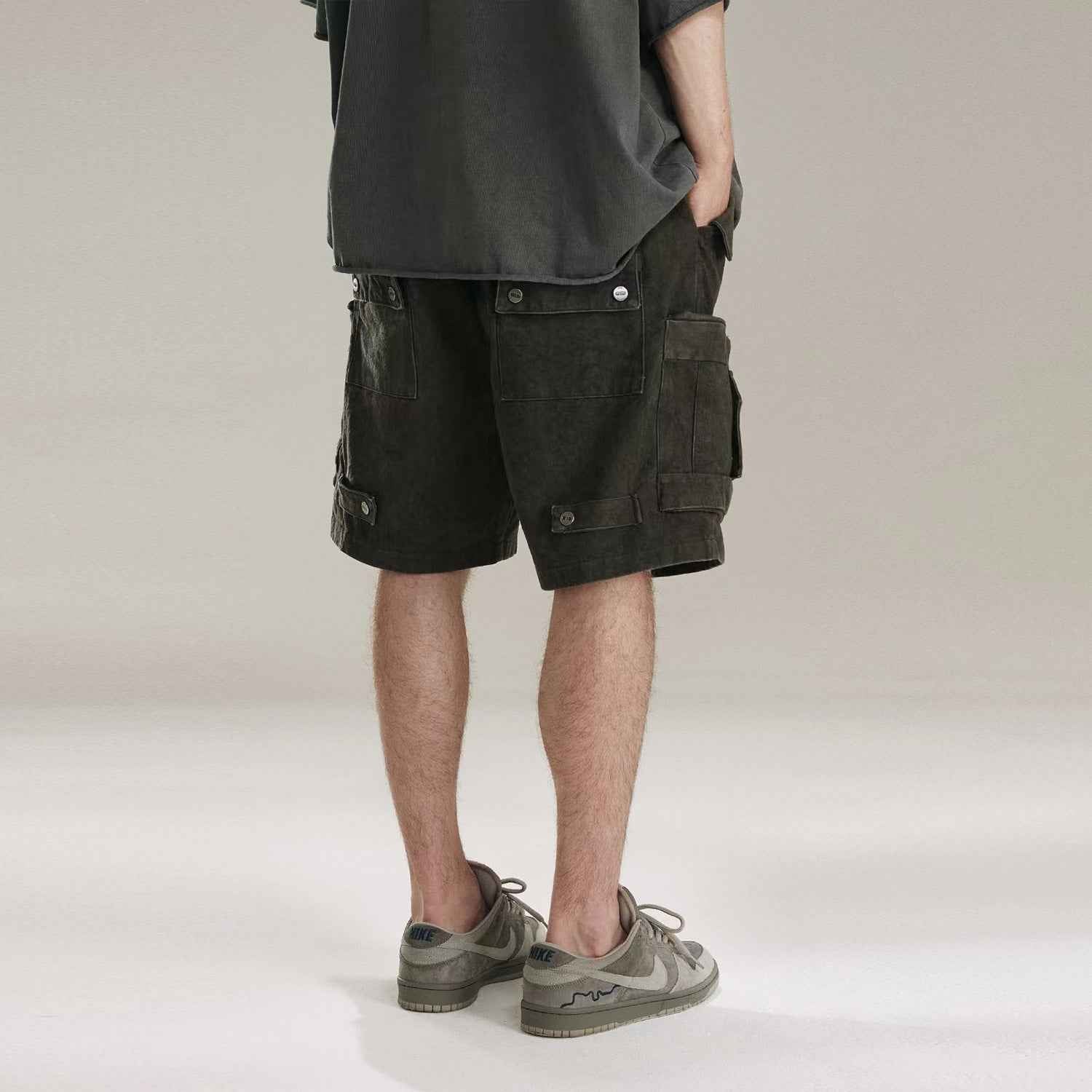 Heavy Tie Dye Multi Pockets Washed Shorts