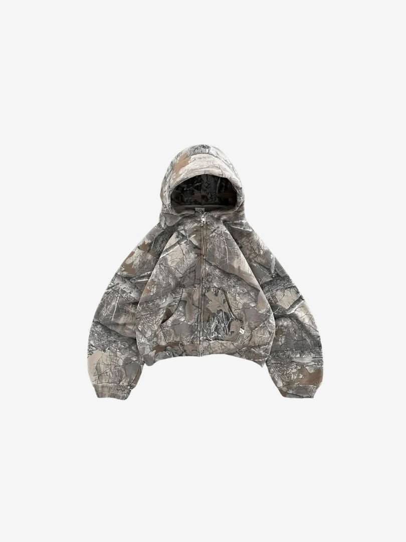 LUW "Karam" Heavy-Box Zip-Up Hoodie - Luxury 450GSM Earth-Tone Unisex Streetwear