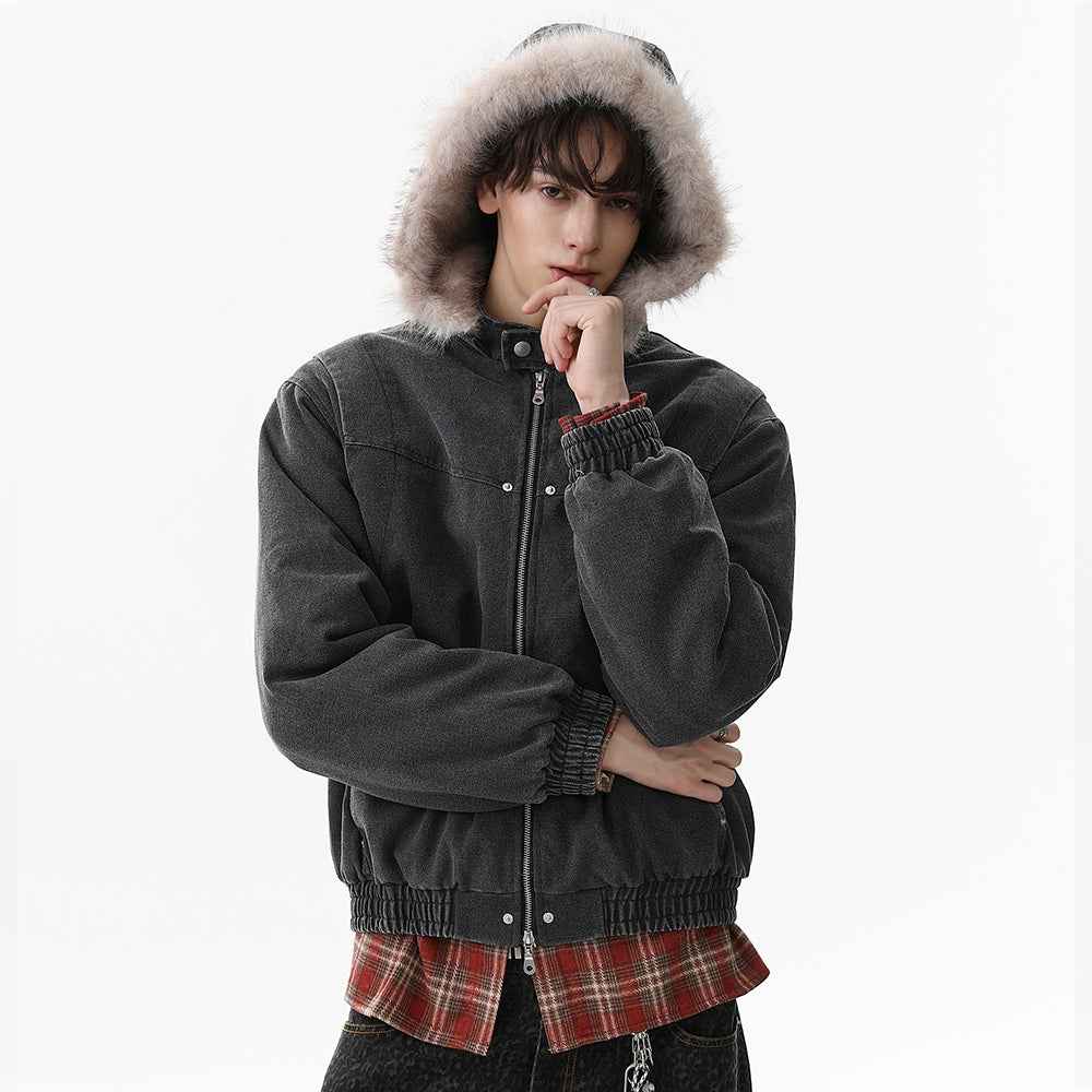 Denim Textured | Fur Streetwear Jacket