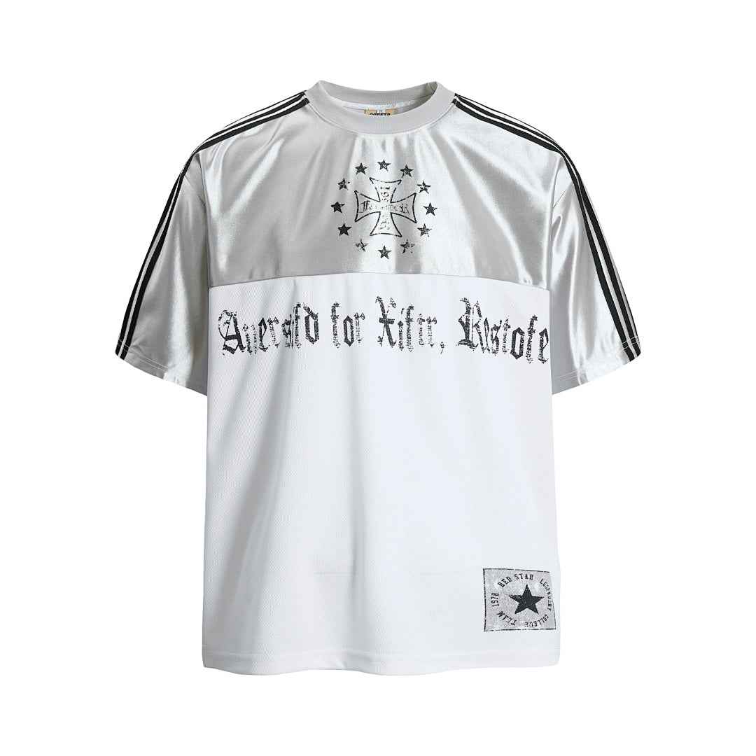 Gothic Chrome Mixed-Media Retro Jersey