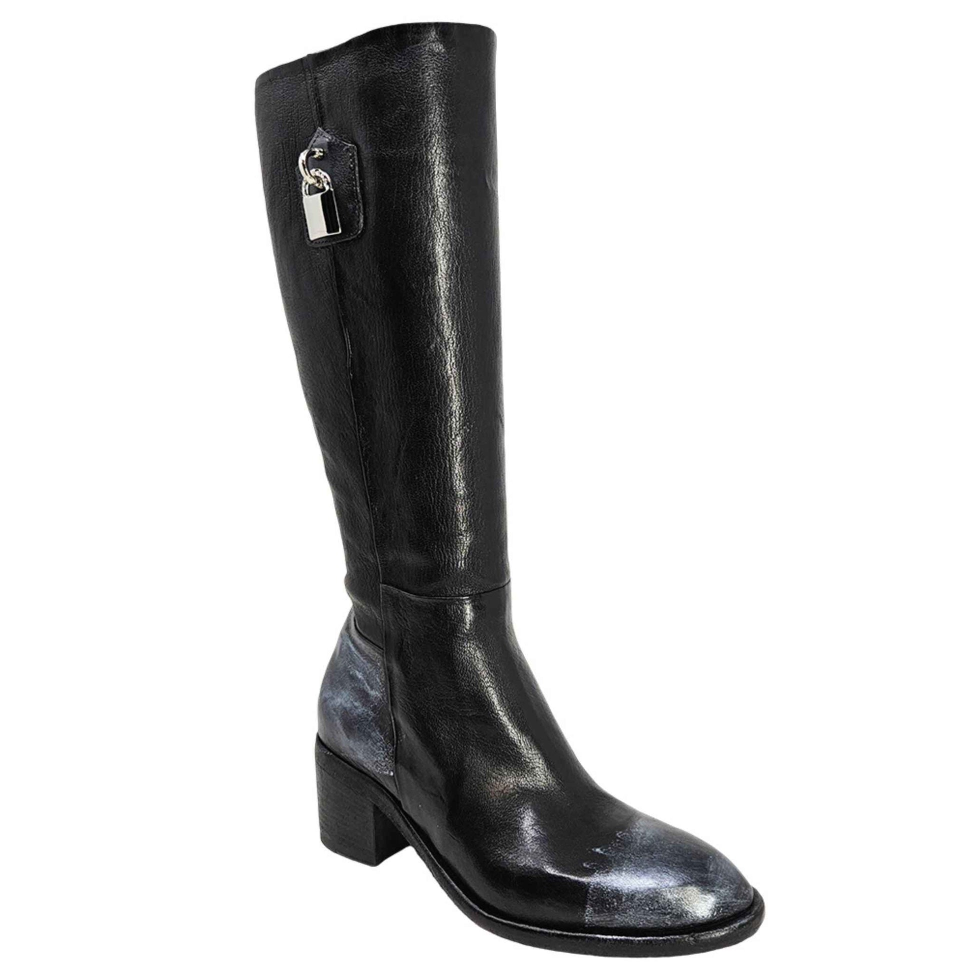 Black Tall Hand Rubbed Lock Boot
