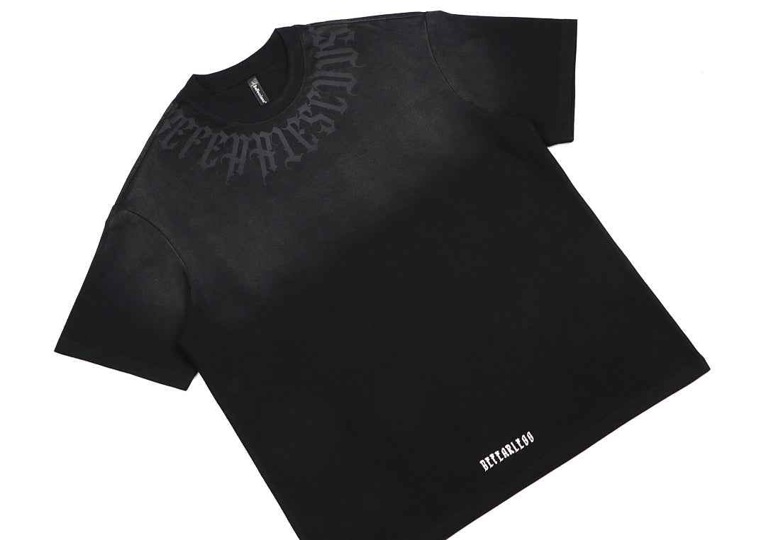 Retro Gradient Letter Printed Washed Oversize T-shirt