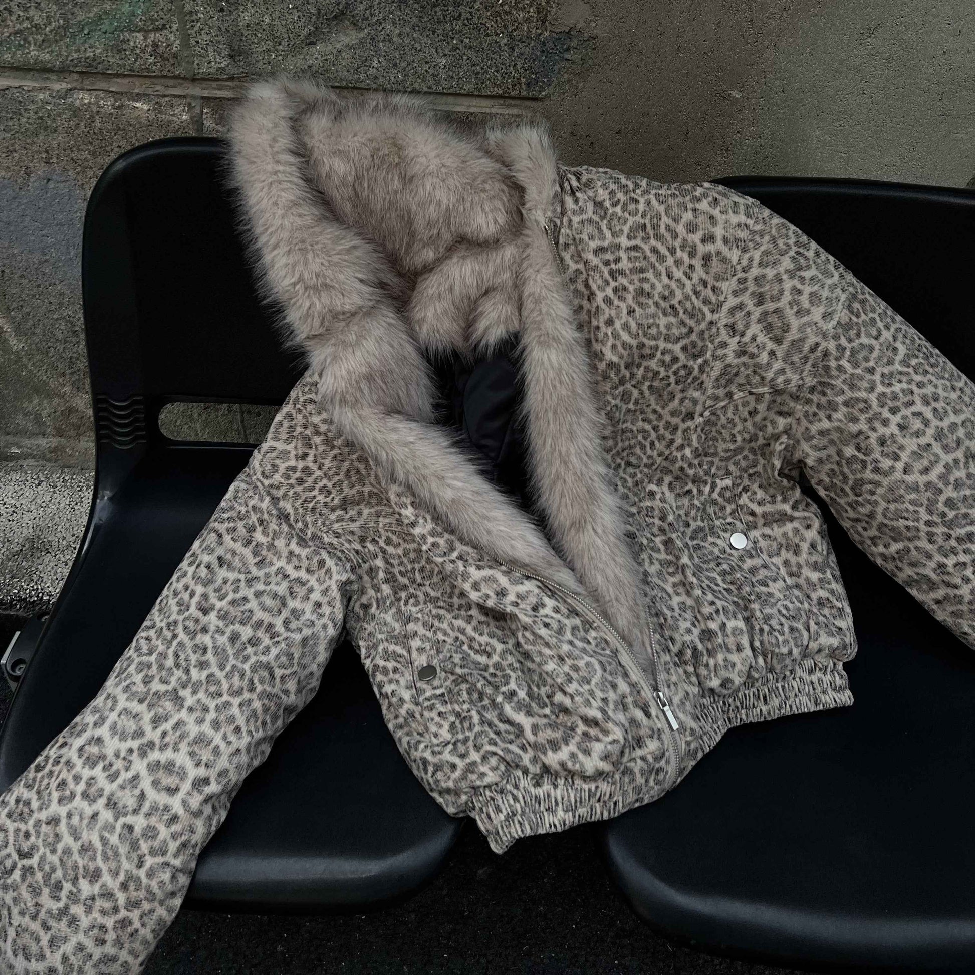 Leopard Patterned / Faux Fur Jacket