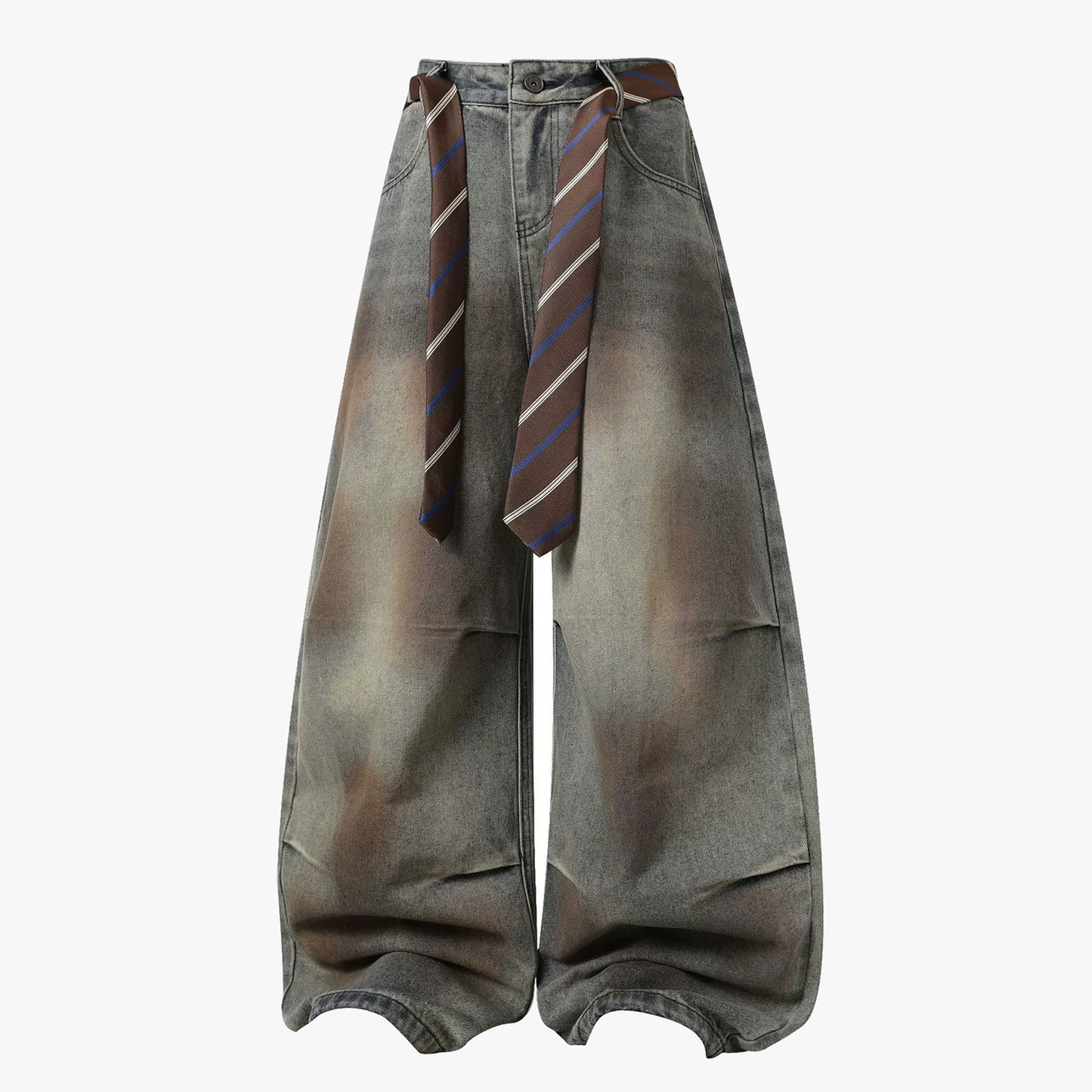 Gradient Sandwash Detachable Tie Baggy Jeans