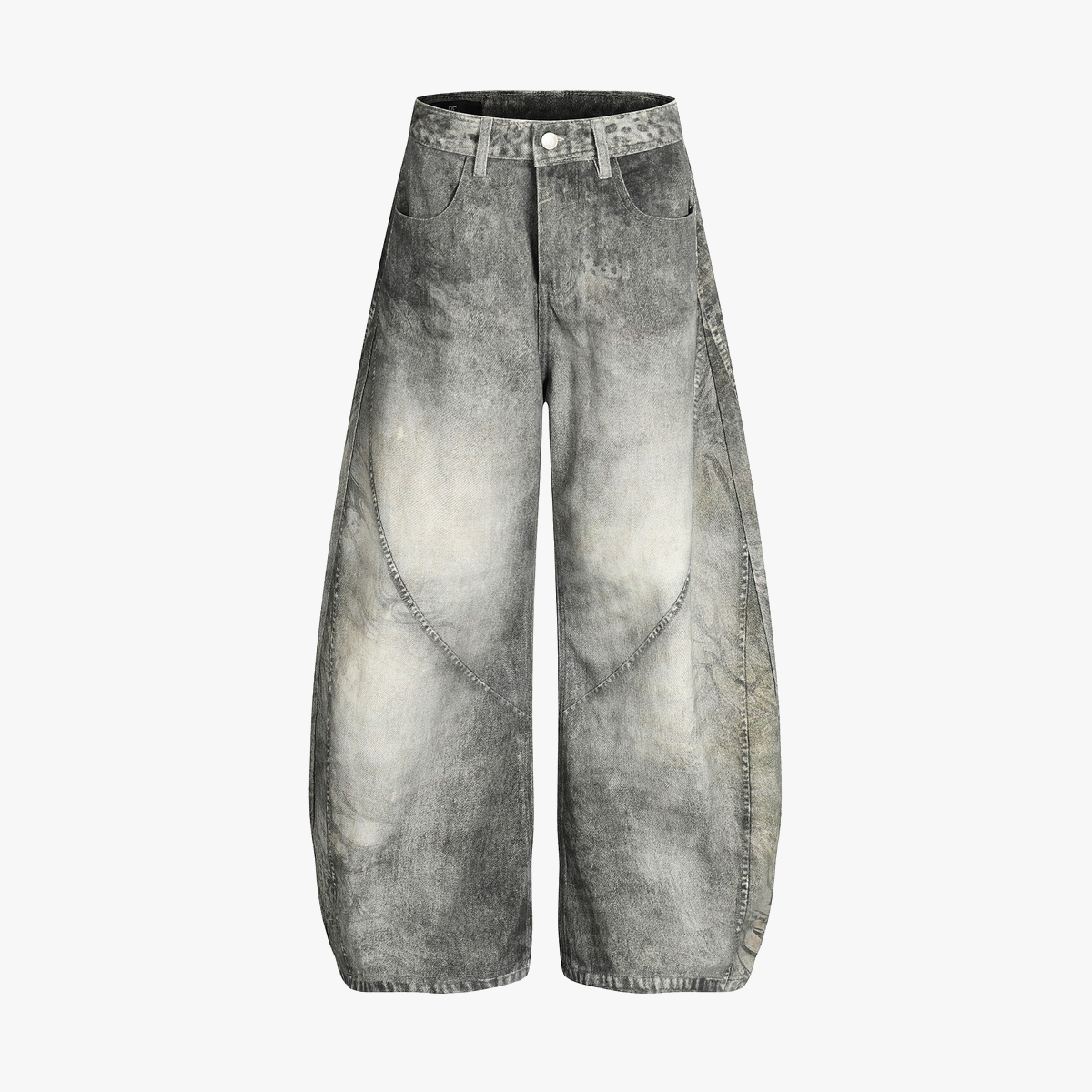 Vintage Heavy Distressed Washed Barrel Jeans