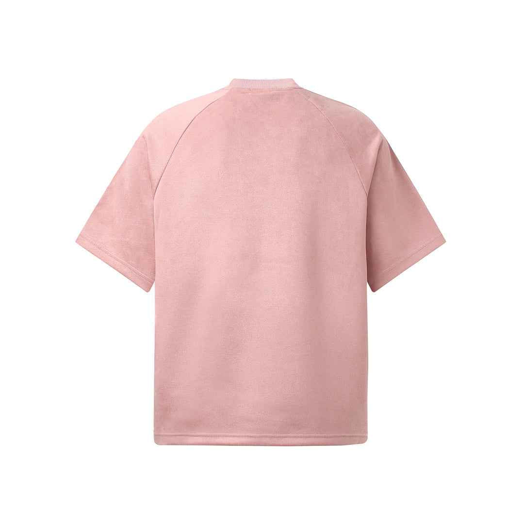 Suede Panel Embroidered Logo Short Sleeve T-Shirt