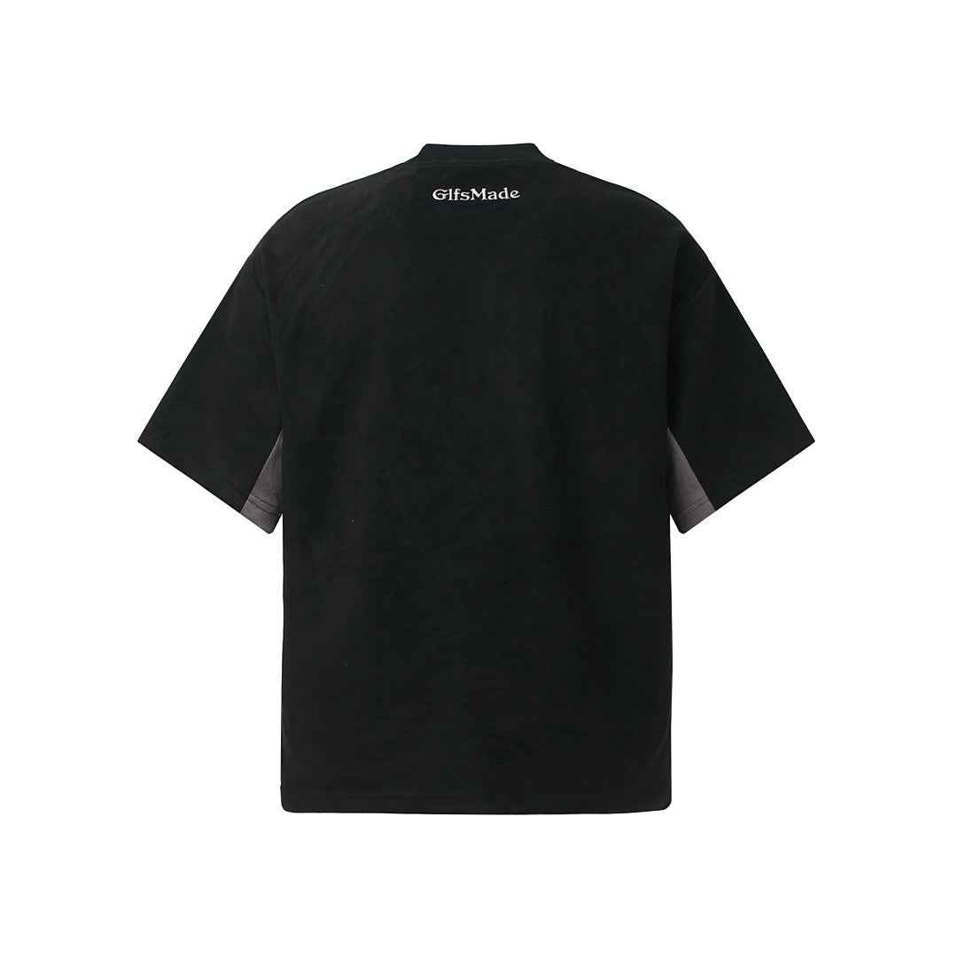Letter Embroidered Patchwork Short Sleeve T-Shirt