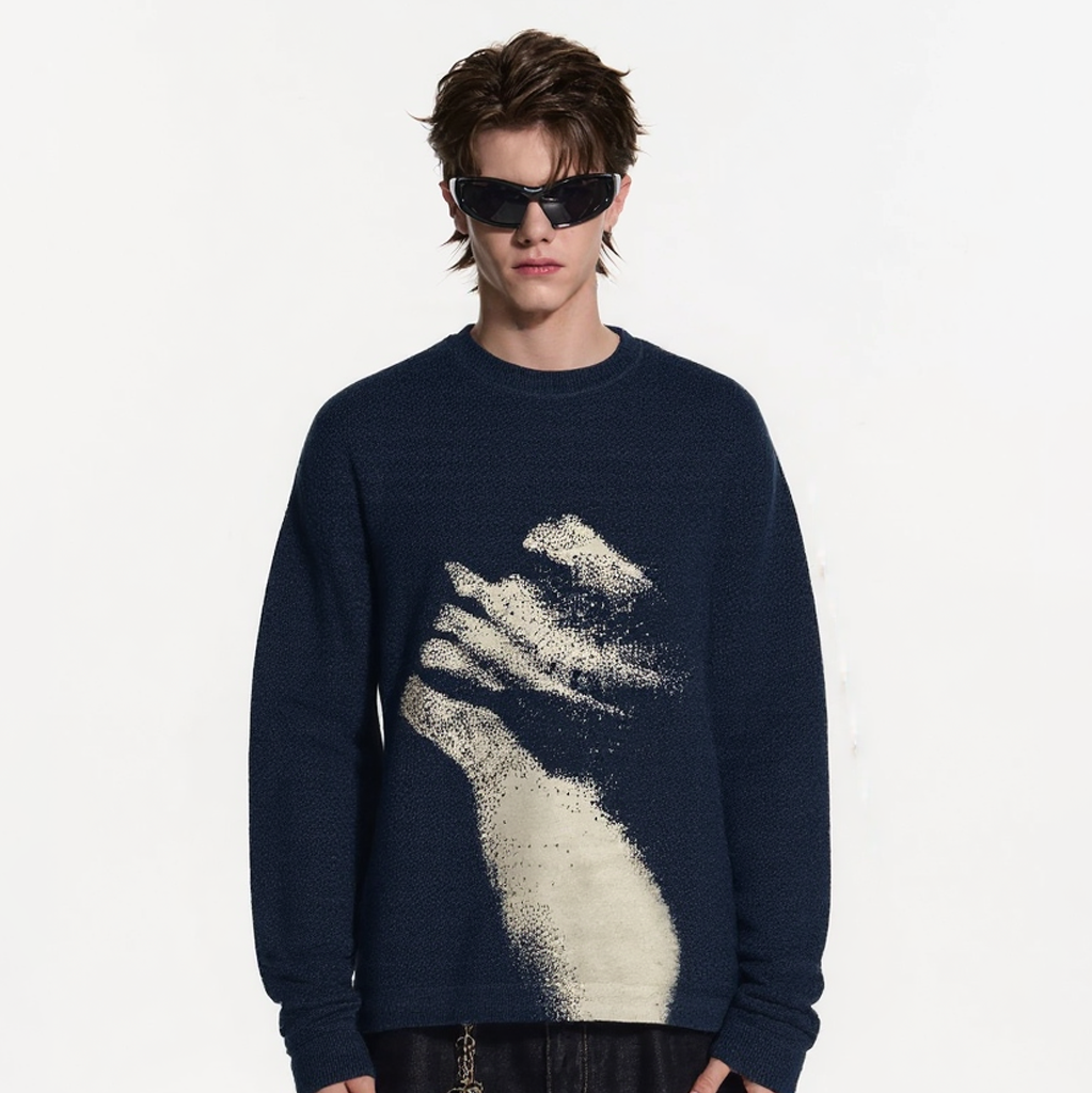 Abstract Embrace | Artistic Graphic Knit Sweater