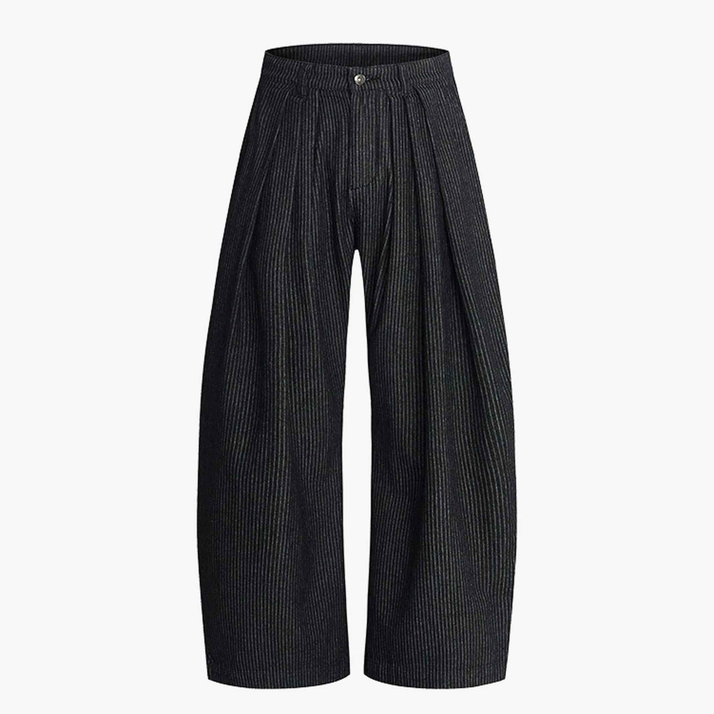 Vintage Pinstripe Pleated Wide-Leg Barrel Pants