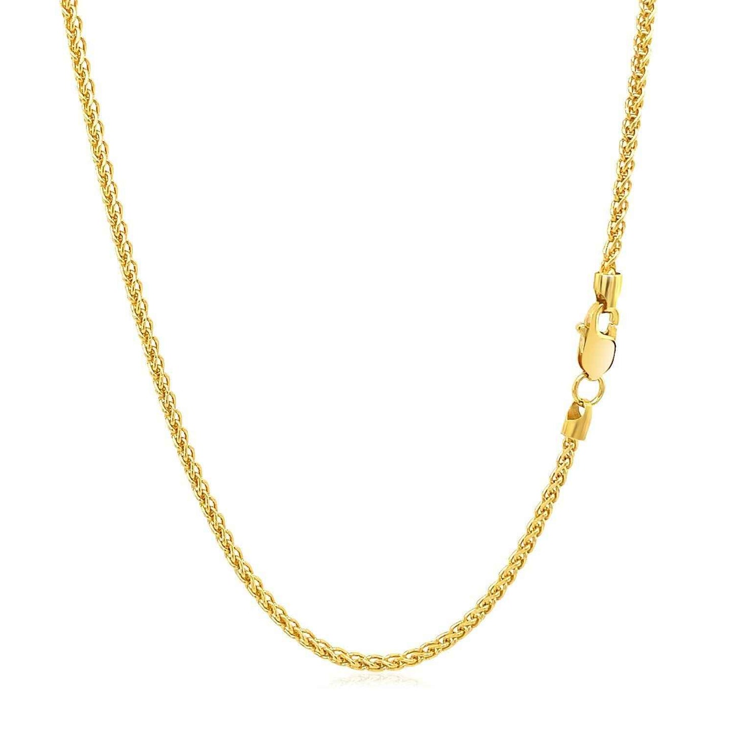 14k Yellow Gold Round Wheat Chain 1.5mm