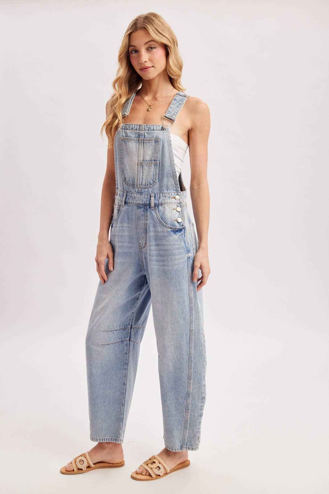 Farrah Denim Barrel Overalls