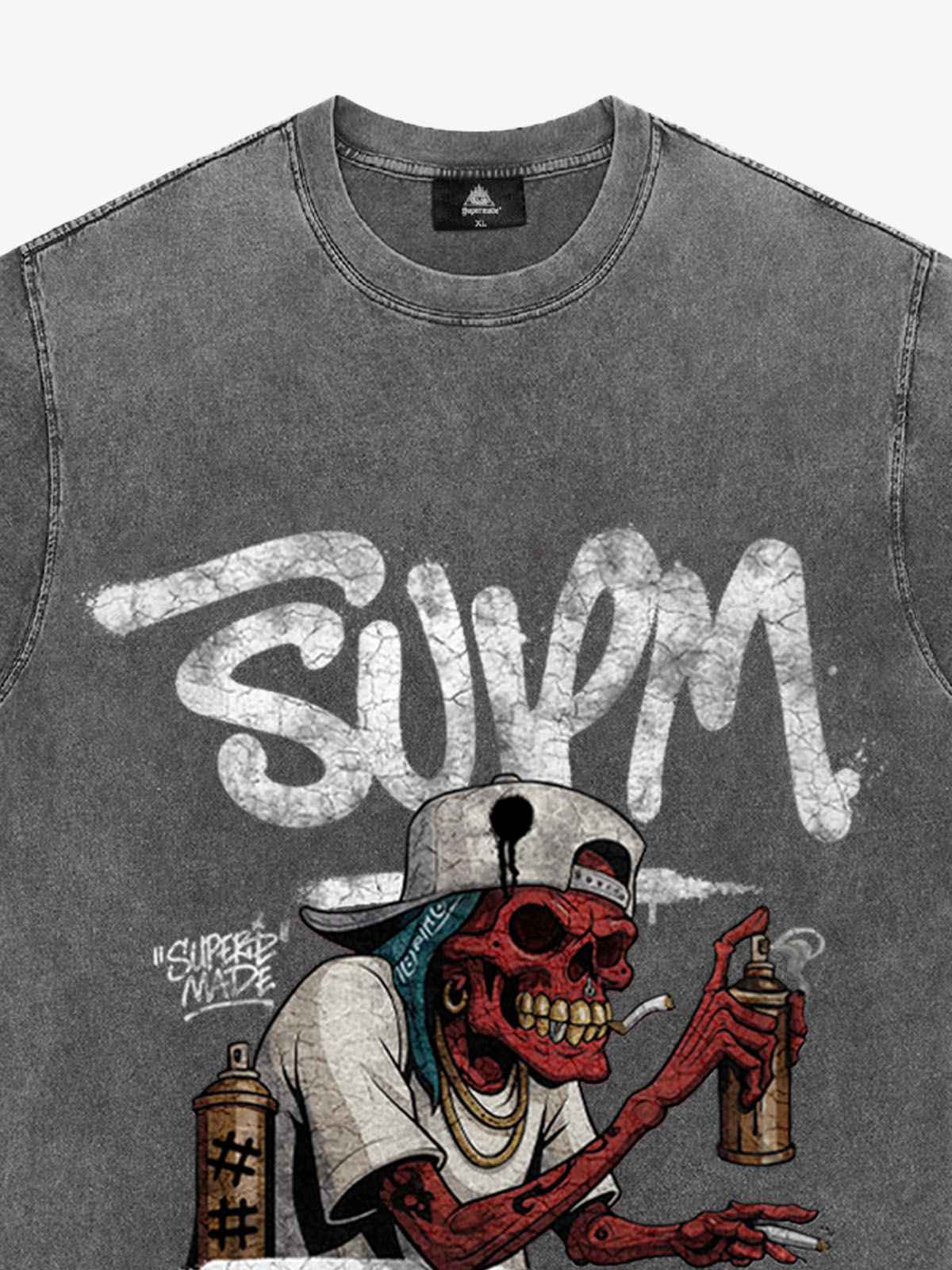 Street Trendy Skull Spray-Paint Graffiti Master T-Shirt