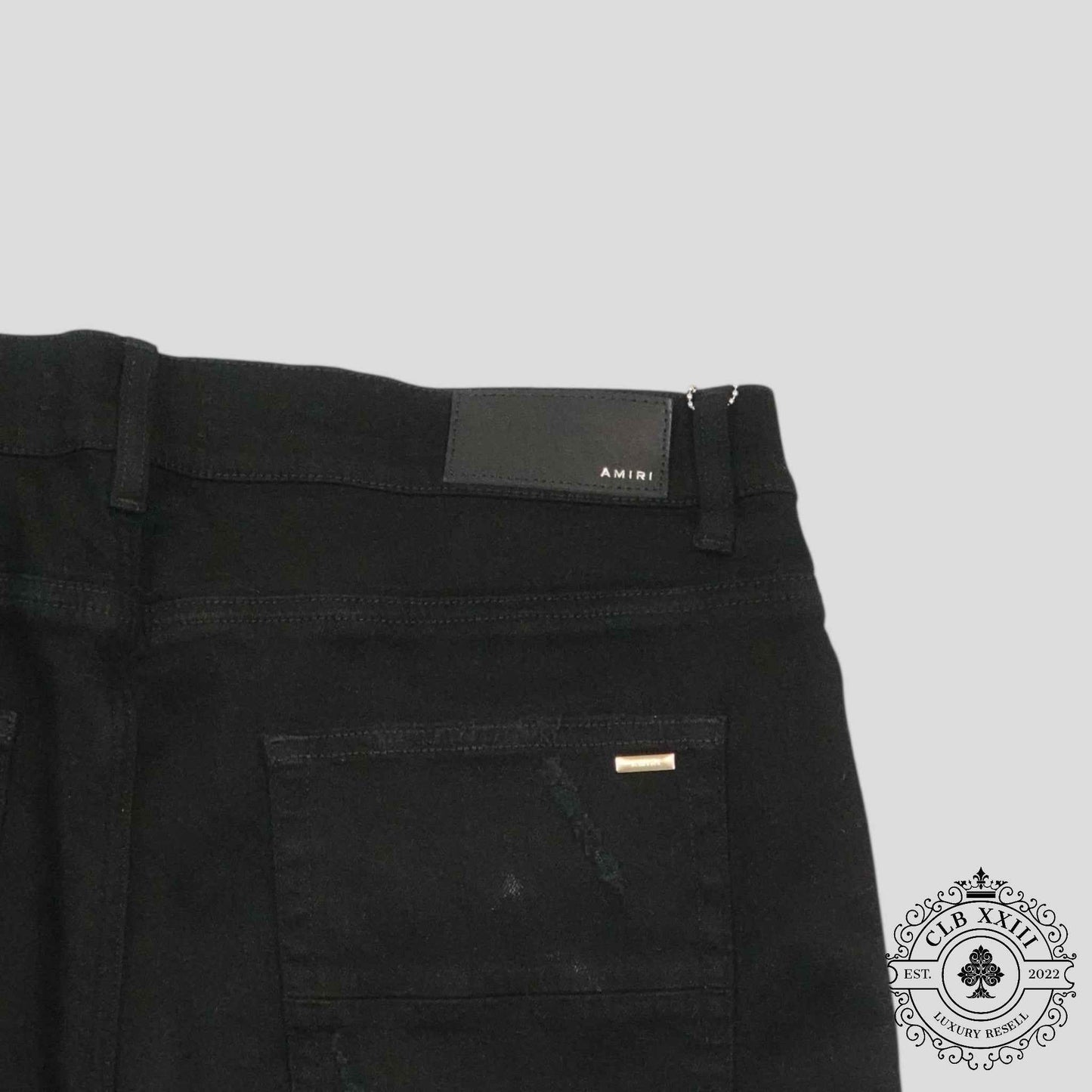 Amiri Banana Leaf Patch Thrasher Jeans in Black