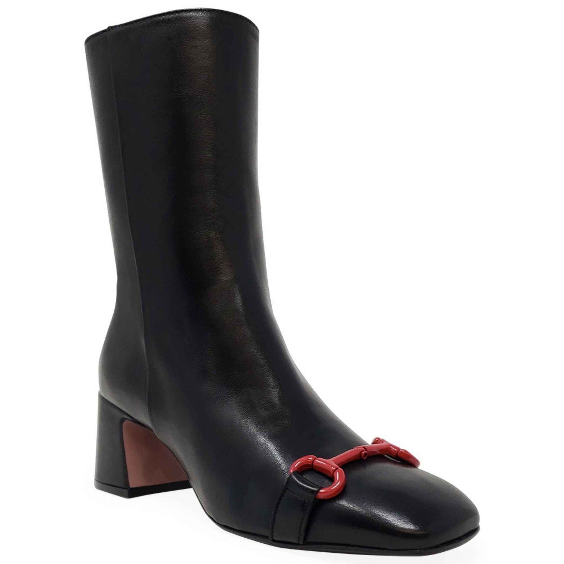 Black Leather Back Stripe Boot