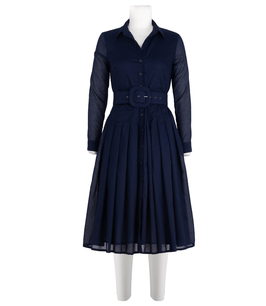 Audrey Dress #4 Indigo Midi Dress - JUSTLUXURY