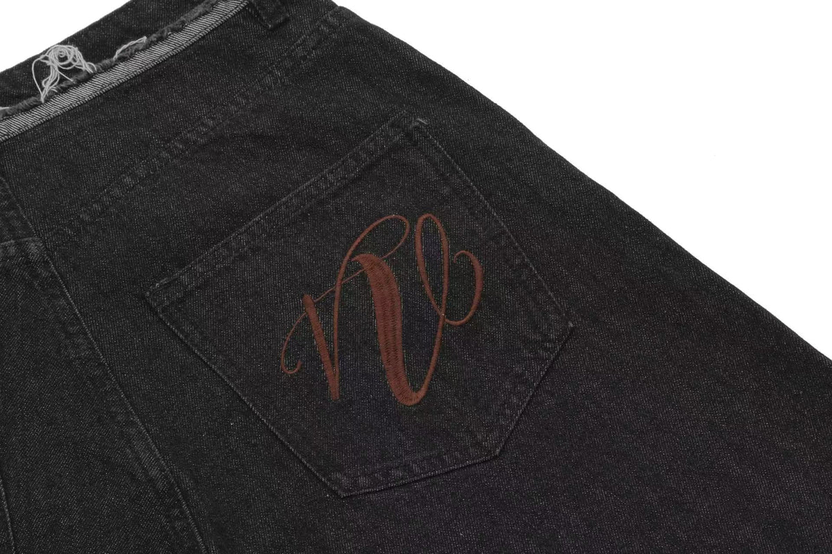 Distressed Denim Knee-Length Jorts