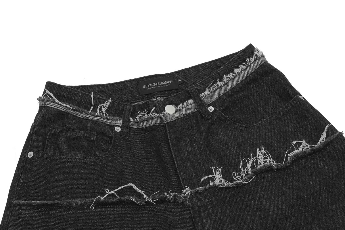Distressed Denim Knee-Length Jorts