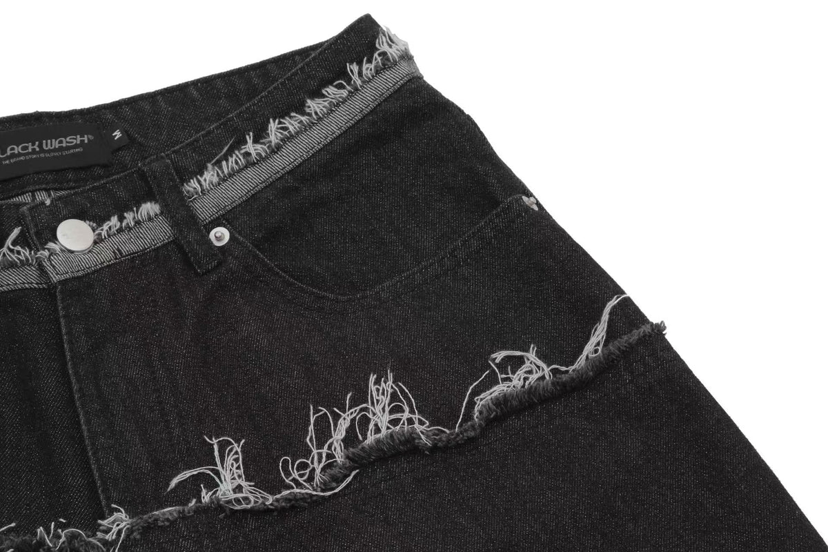 Distressed Denim Knee-Length Jorts
