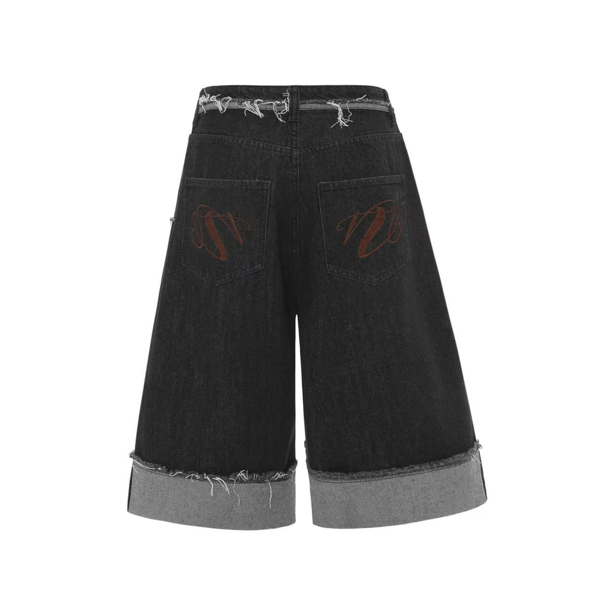 Distressed Denim Knee-Length Jorts