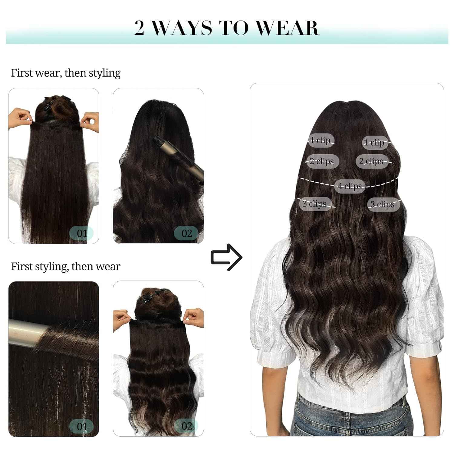 VIP Clip Extensions / Silky Straight 18" (140 g) - ClipeX System