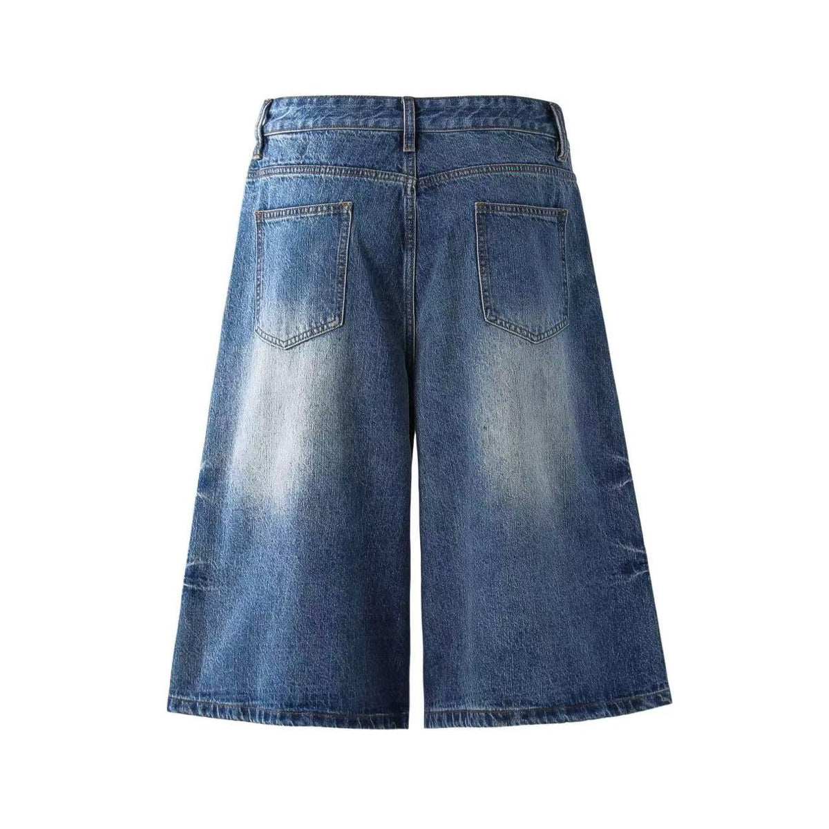 Washed Denim Knee-Length Jorts