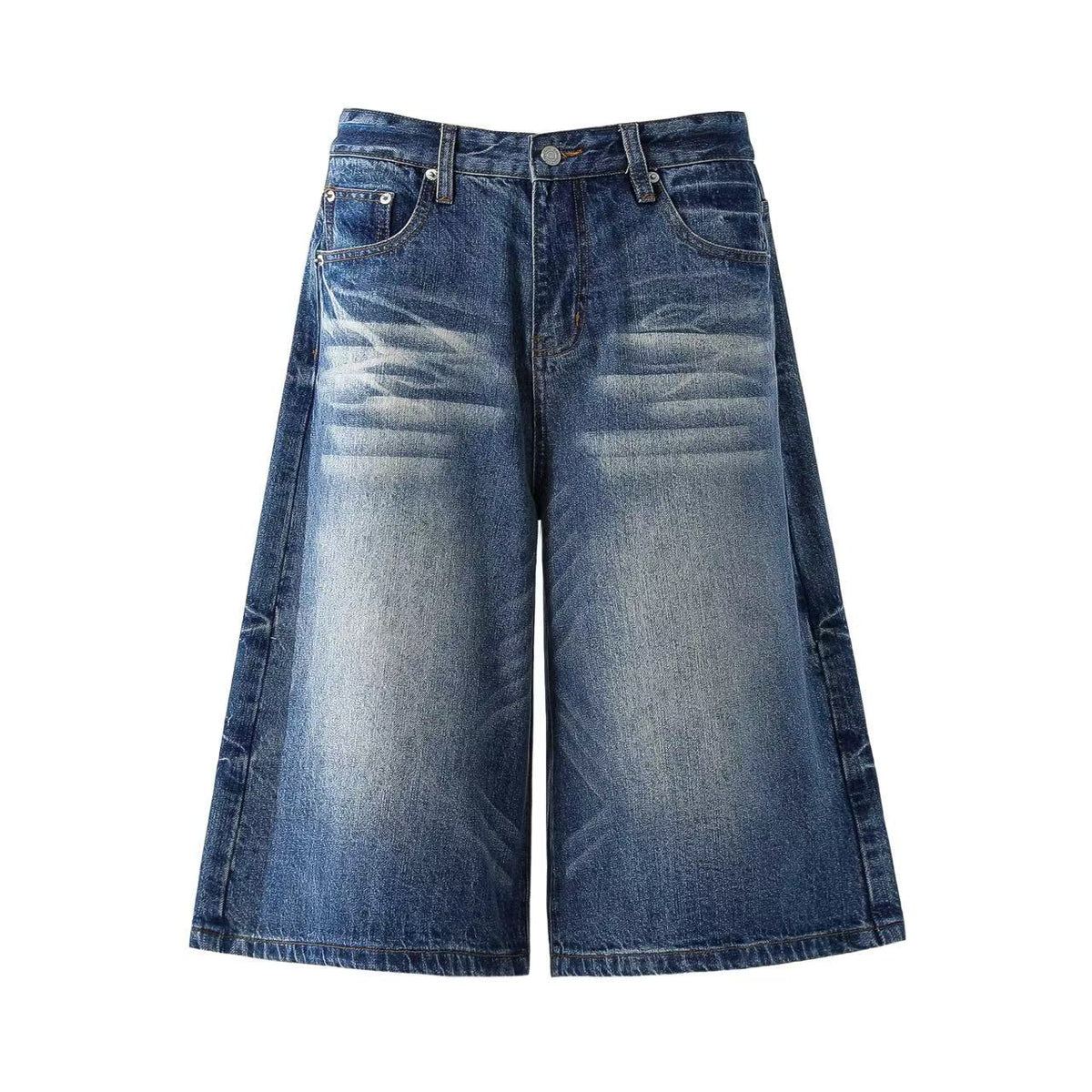 Washed Denim Knee-Length Jorts