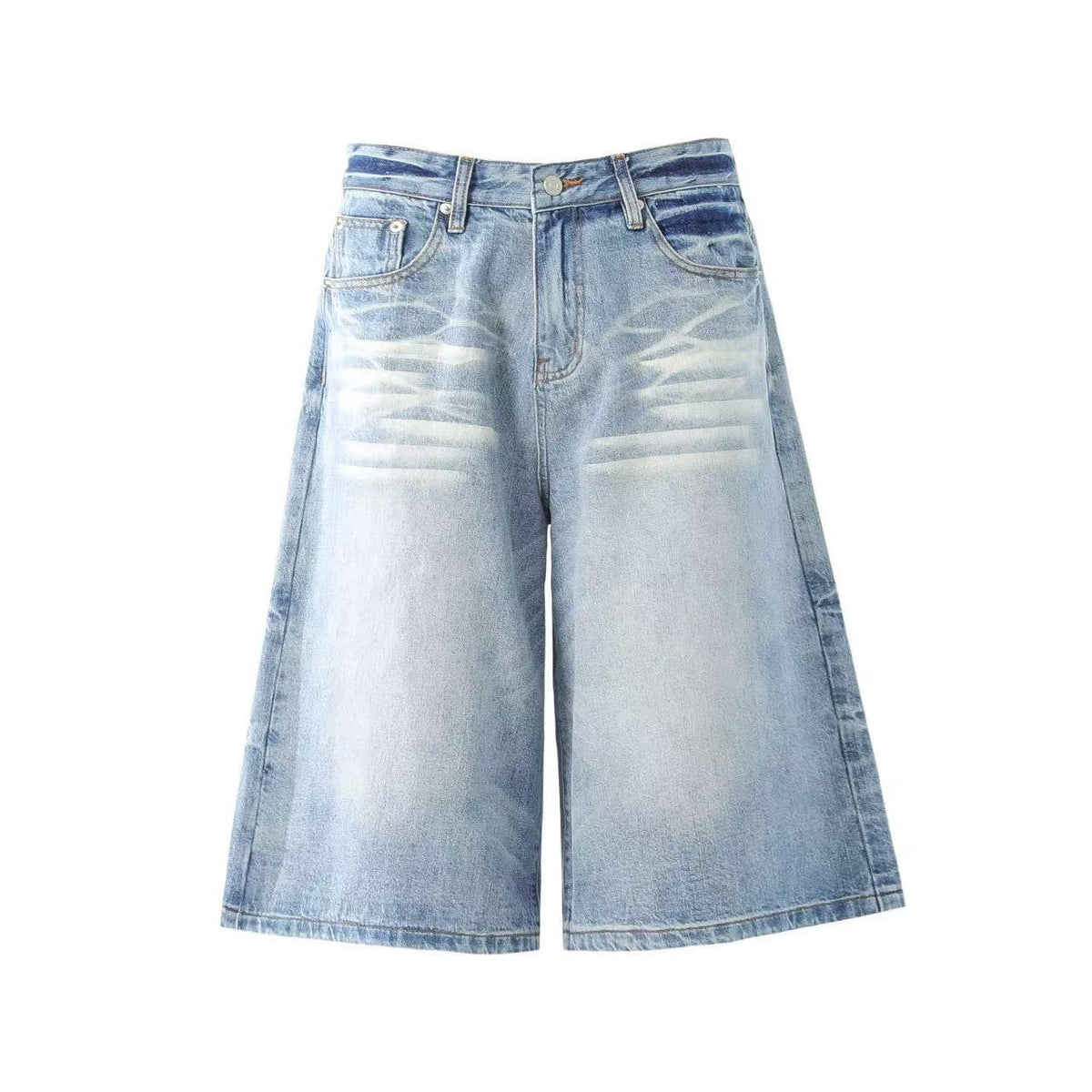 Washed Denim Knee-Length Jorts