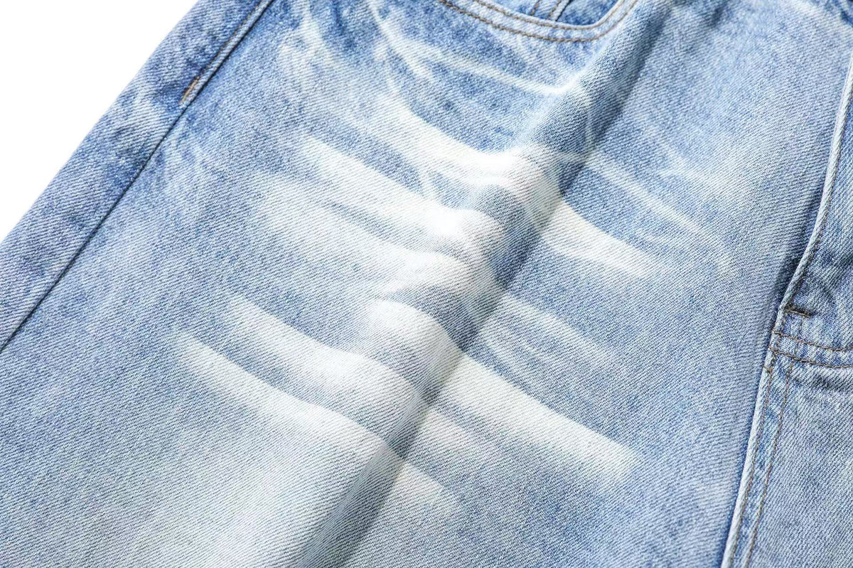 Washed Denim Knee-Length Jorts
