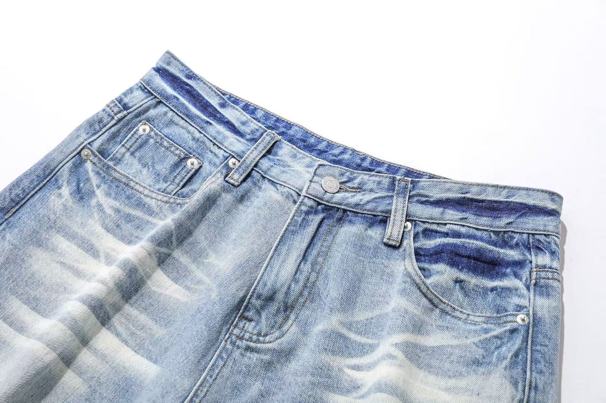 Washed Denim Knee-Length Jorts
