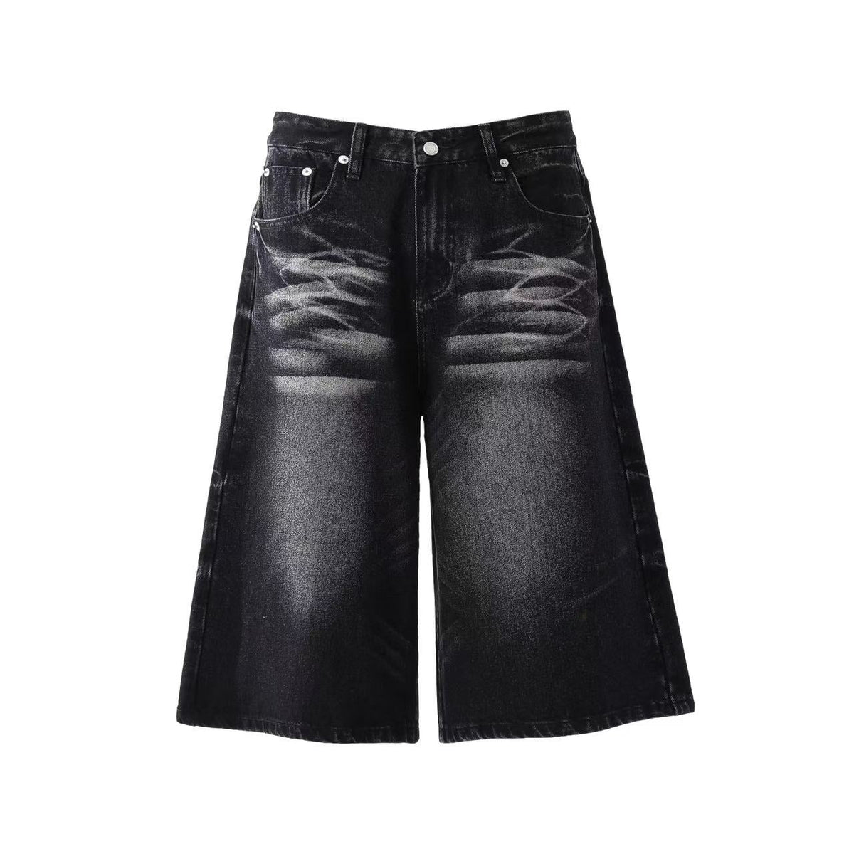 Washed Denim Knee-Length Jorts