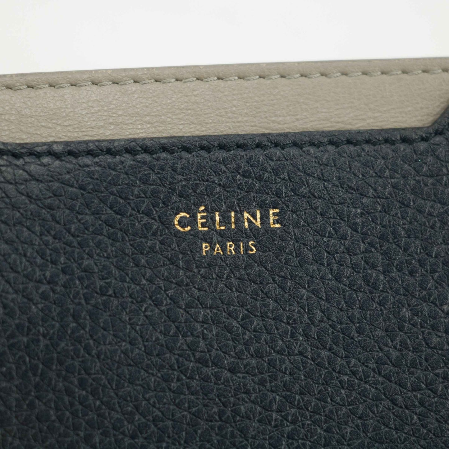 Celine Bicolor Blue / Grey Leather Card Case Holder Wallet #3236