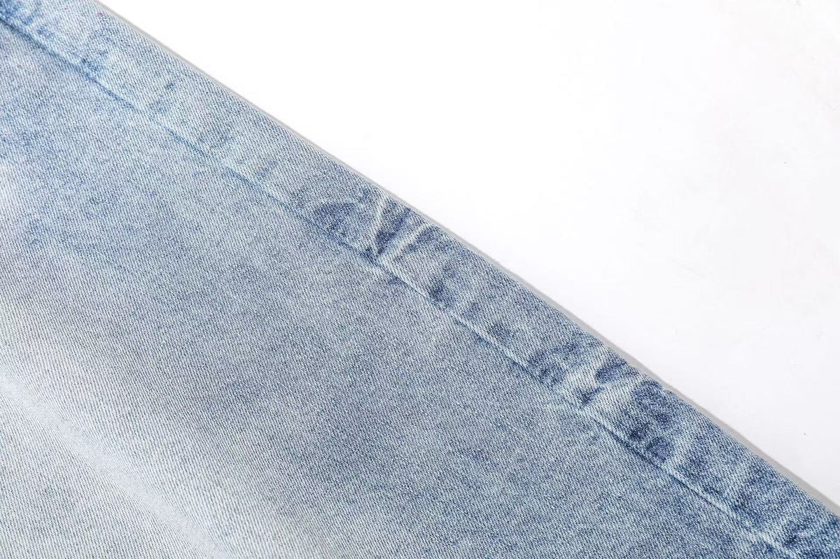 Washed Denim Knee-Length Jorts