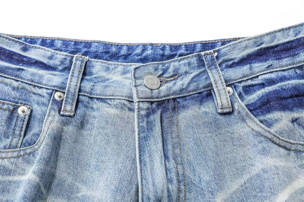 Washed Denim Knee-Length Jorts