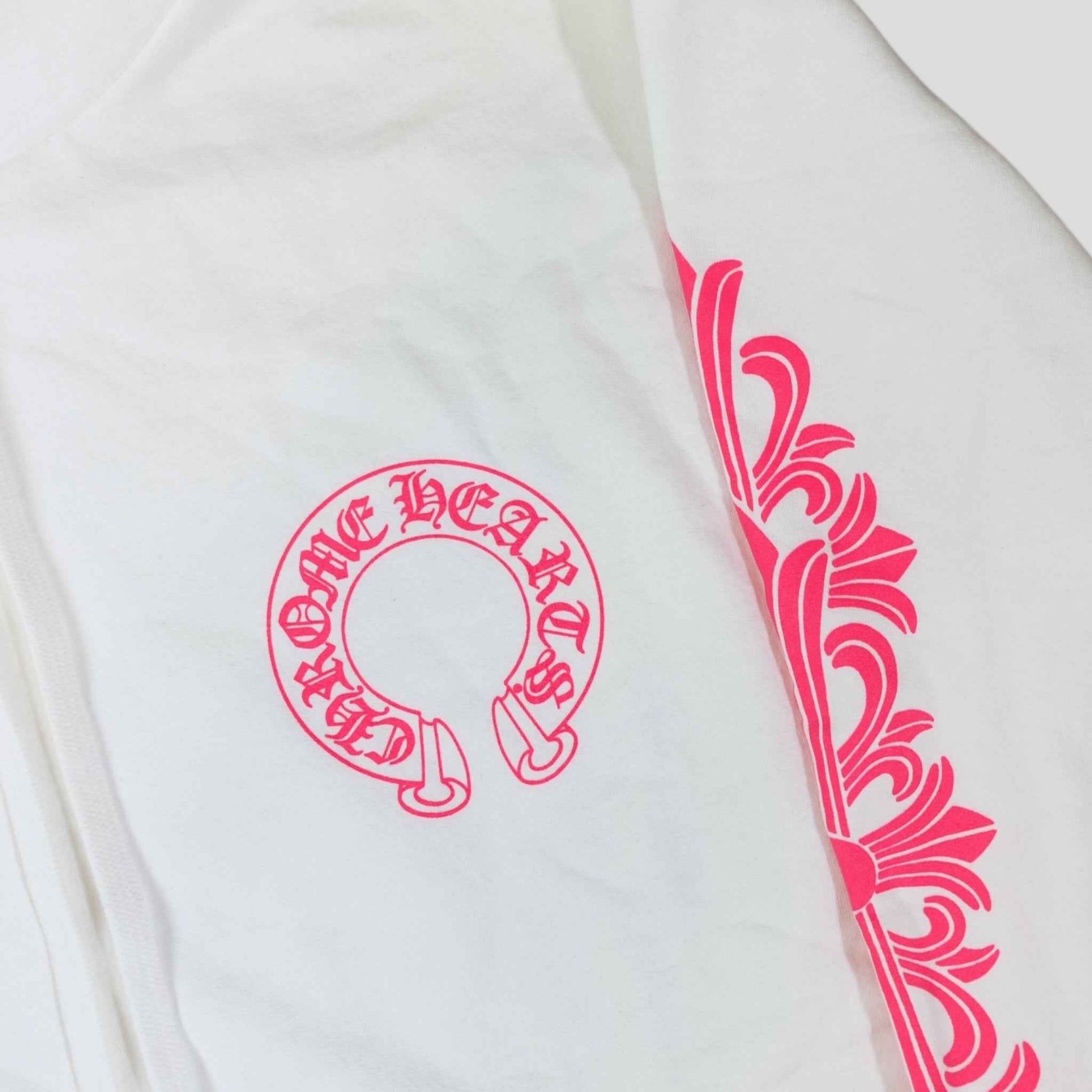 Chrome Hearts Horseshoe Logo Hoodie in White/Pink