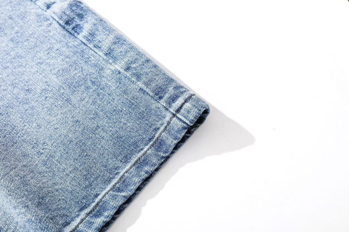 Washed Denim Knee-Length Jorts