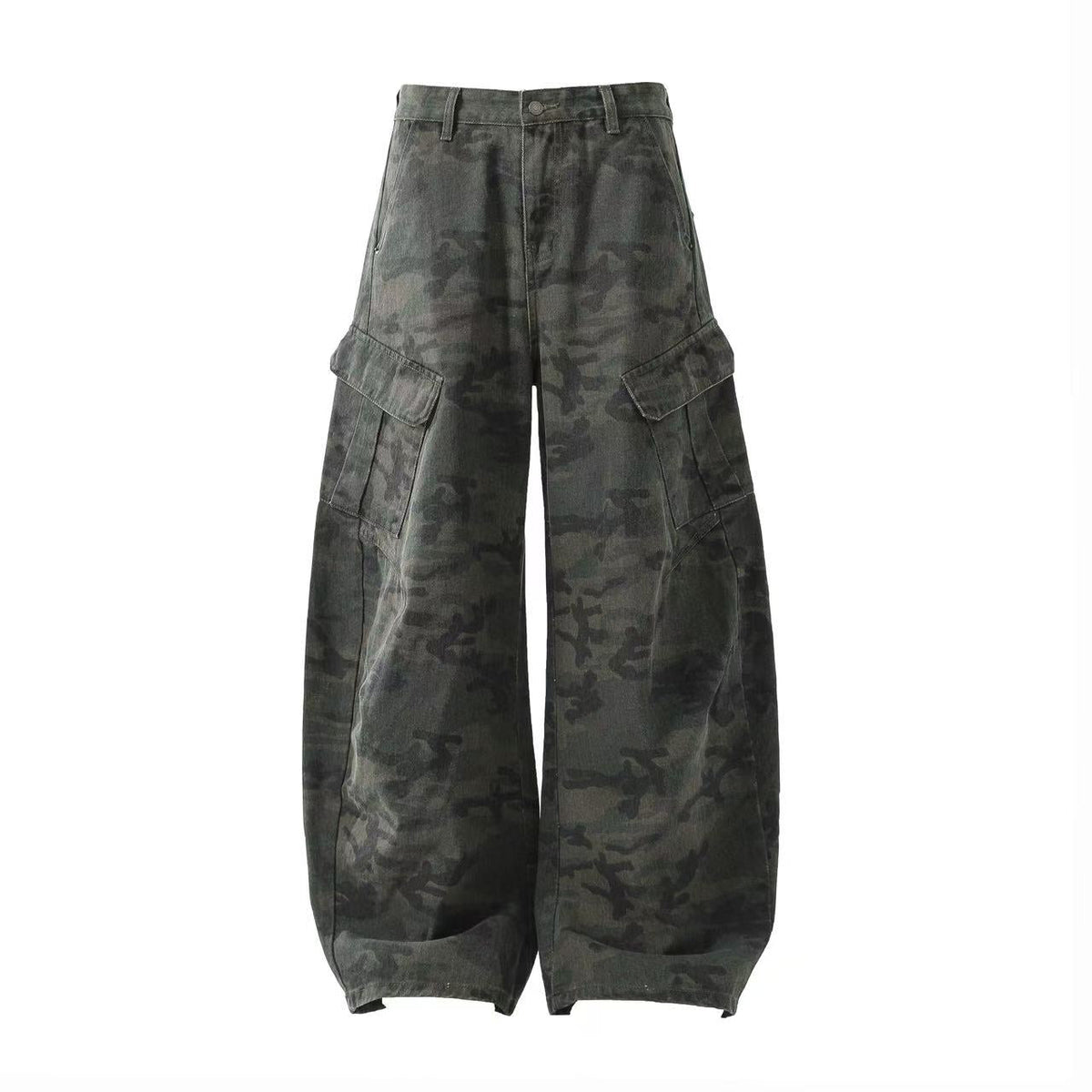 Camo Wide-Leg Cargo Pants