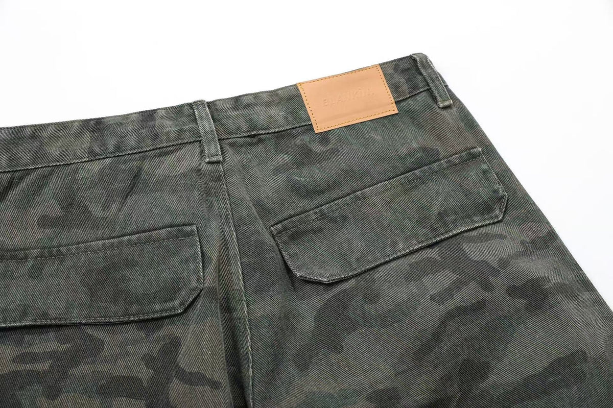 Camo Wide-Leg Cargo Pants